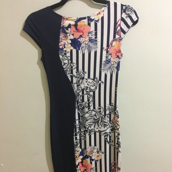 Striped Graphics Pencil Dress- Item#34 - Picture 4 of 4